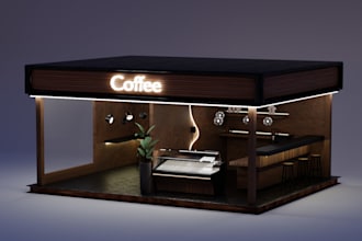 make 3d exhibition stall, booth, stand, kiosk