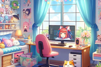 draw vtuber background in anime style
