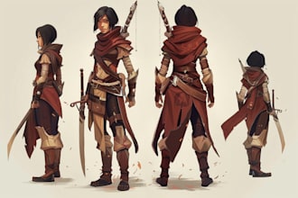 create fantasy game illustration and character illustration