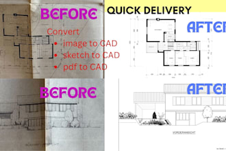 convert hand sketch, image, or pdf floor plan to autocad drawing