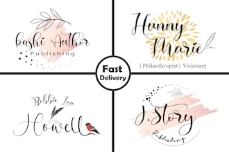 design a creative feminine author logo design for your brand
