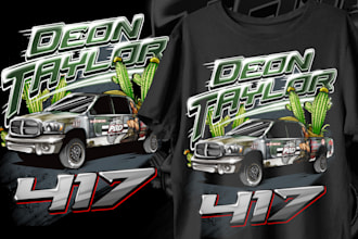 draw car, food truck, van and motorcycle for t shirt design