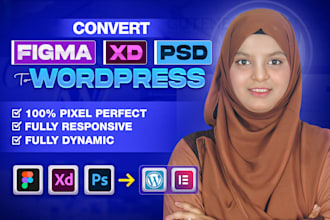convert figma to wordpress using elementor, PSD to wordpress