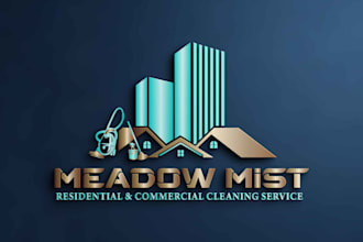 design clean house, janitorial and commercial cleaning service logo