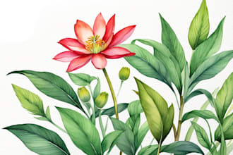 create botanical illustrations of fruits, flowers