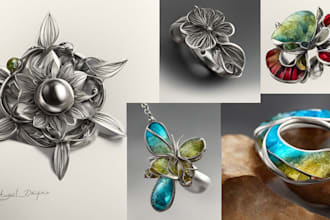 draw jewelry designs, jewelry sketches based on nature objects