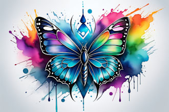 draw a custom watercolor tattoo design