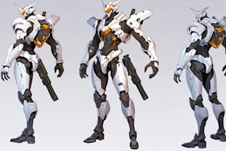 draw mecha robot armor character concept for you