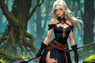 paint a character illustration in a fantasy world