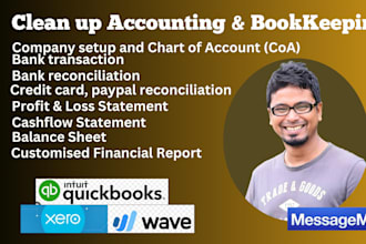 provide clean up and catch up bookkeeping on quickbooks and xero