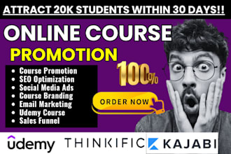 promote your online course udemy course promotion thinkific, kajabi sales funnel