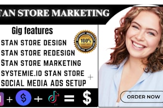 stan store setup, stan store design stan store marketing systeme io sales funnel