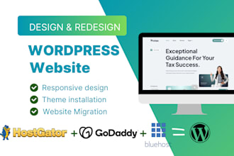 design clean and responsive wordpress website on bluehost, godaddy, hostinger