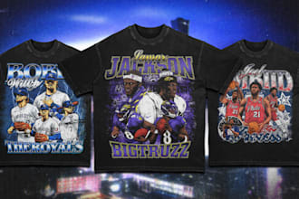 create custom 90s bootleg rap tee style designs for clothing