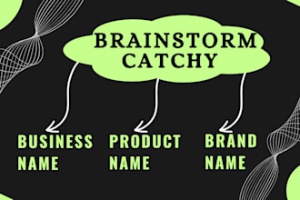 brainstorm unique business name product name brand name slogan and logo design