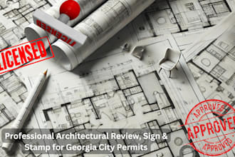 do architectural drawing review, sign and stamp for georgia city permits