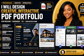 design creative, interactive PDF portfolio for resume business,cv ,architecture