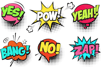 create pop art comics kids cartoons books shirts and logo