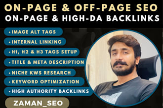 do complete monthly on page , off page SEO, quality backlinks , keyword research