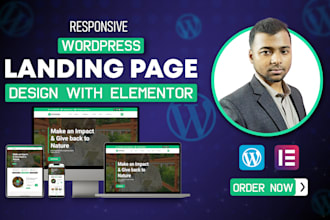 responsive landing page design with elementor or elementor pro