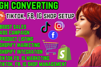 set up, optimize tiktok, instagram, facebook shops, ads and tiktok shop manager