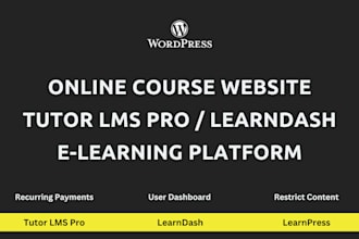 develop online course website using learndash or tutor lms
