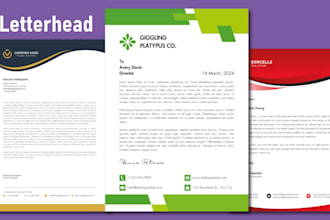 do modern letterheads design and receipt PDF template for you