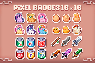 make pixel art sub badges, icons, emote for your  twitch, youtube, discord