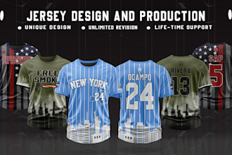 design softball, baseball, cornhole and sublimation jersey