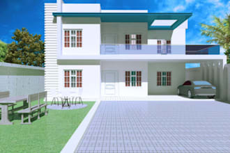 do 3d exterior and interior modeling and rendering of house plan