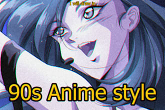 draw a fake escreenshot in retro anime style