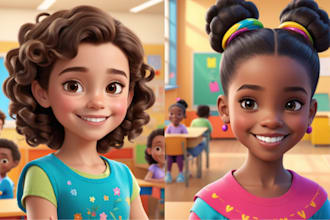 create 3d children book illustration, kids, storybook, book illustration