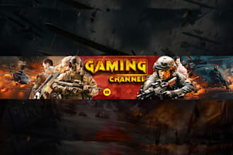 design a professional youtube gaming banner with  profile pic