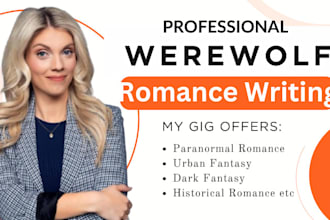 write werewolf romance, romance ghostwriter, bdsm, romance story, paranormal