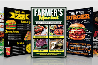 create food menu, restaurant flyers, posters and marketing material design