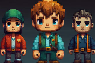 draw pixel art character, pixel art nft, pixel sprite sheet, pixel game, fan art