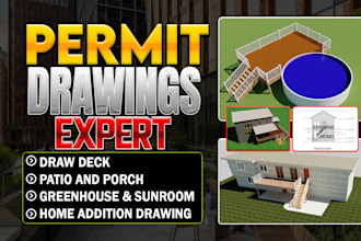 design deck, patio, porch, sunroom permit drawings set
