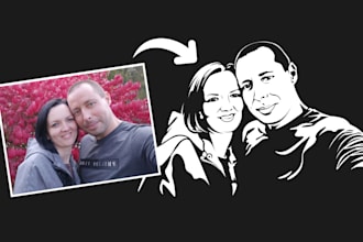 draw black and white line art portrait