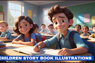 illustrate children book illustration and kids story picture book and book cover