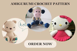 write crochet patterns of amigurumi toys with chart and picture