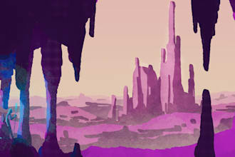 draw stylized environmental concept art