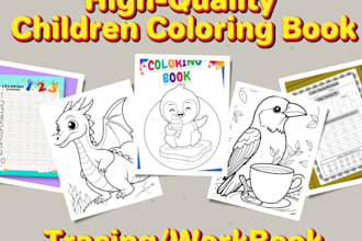 design educational kids activity book, coloring pages, mazes and printable