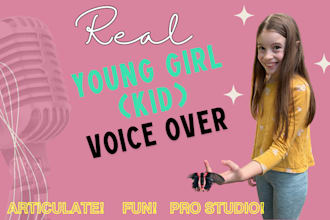 record a real cute pre teen american girl kid voiceover