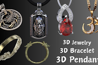 create 3d jewelry, pendant, bracelet, 3d ring design in blender, zbrush artist