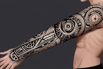 create sleeve tattoo design in geometric style