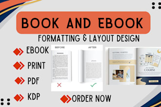 do book formatting,layout designing, typesettting, print ebook design for amazon