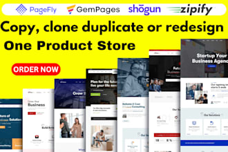 copy clone or redesign shopify landing page with pagefly gempages zipify