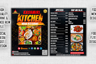 design food menu, dine in menu, to go menu, food flyer menu, social media post