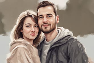 draw couple portrait illustration from photo