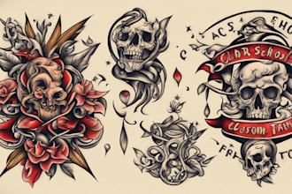 create custom logo old school traditional tattoo design